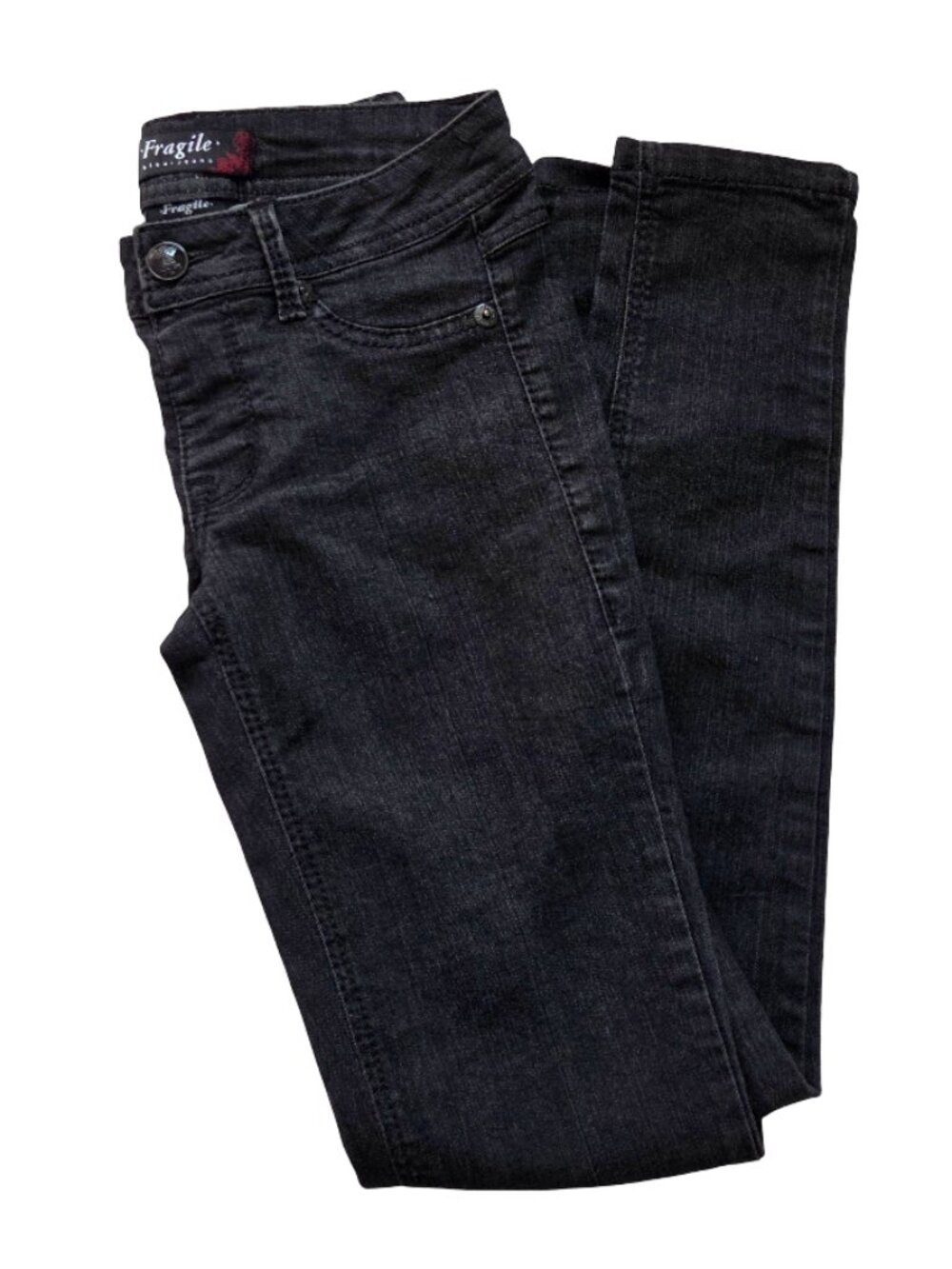 Fragile Women's XS Black Skinny Jeggings Stretch Denim Pants Y2K Style Classic